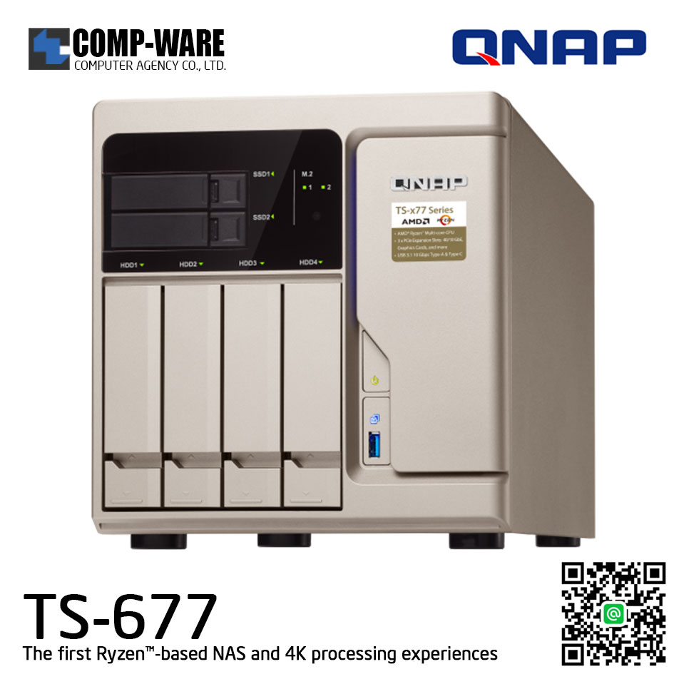 QNAP NAS 6-Bay (4+2) TS-677 (8GB DDR4 RAM) AMD Ryzen5 1600 6C/12T