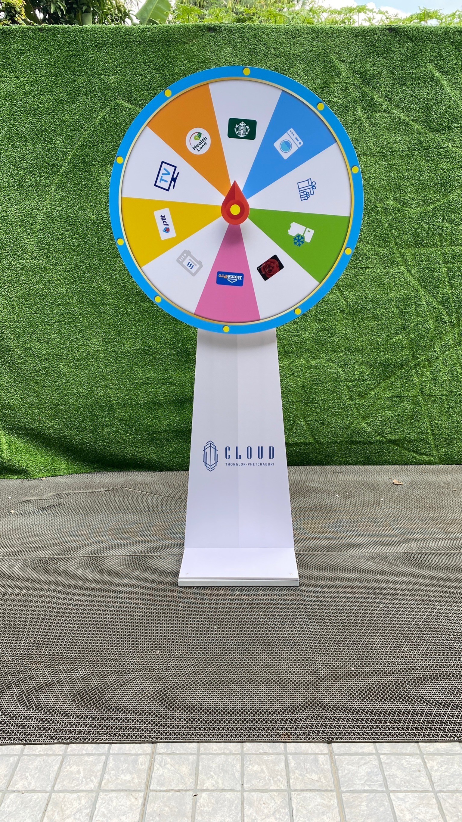 เช่าเกมส์วงล้อตั้งพื้น รุ่นเหล็ก ขนาดวงล้อ 60 ซม. สูง 165 cm. ถอดประกอบได้