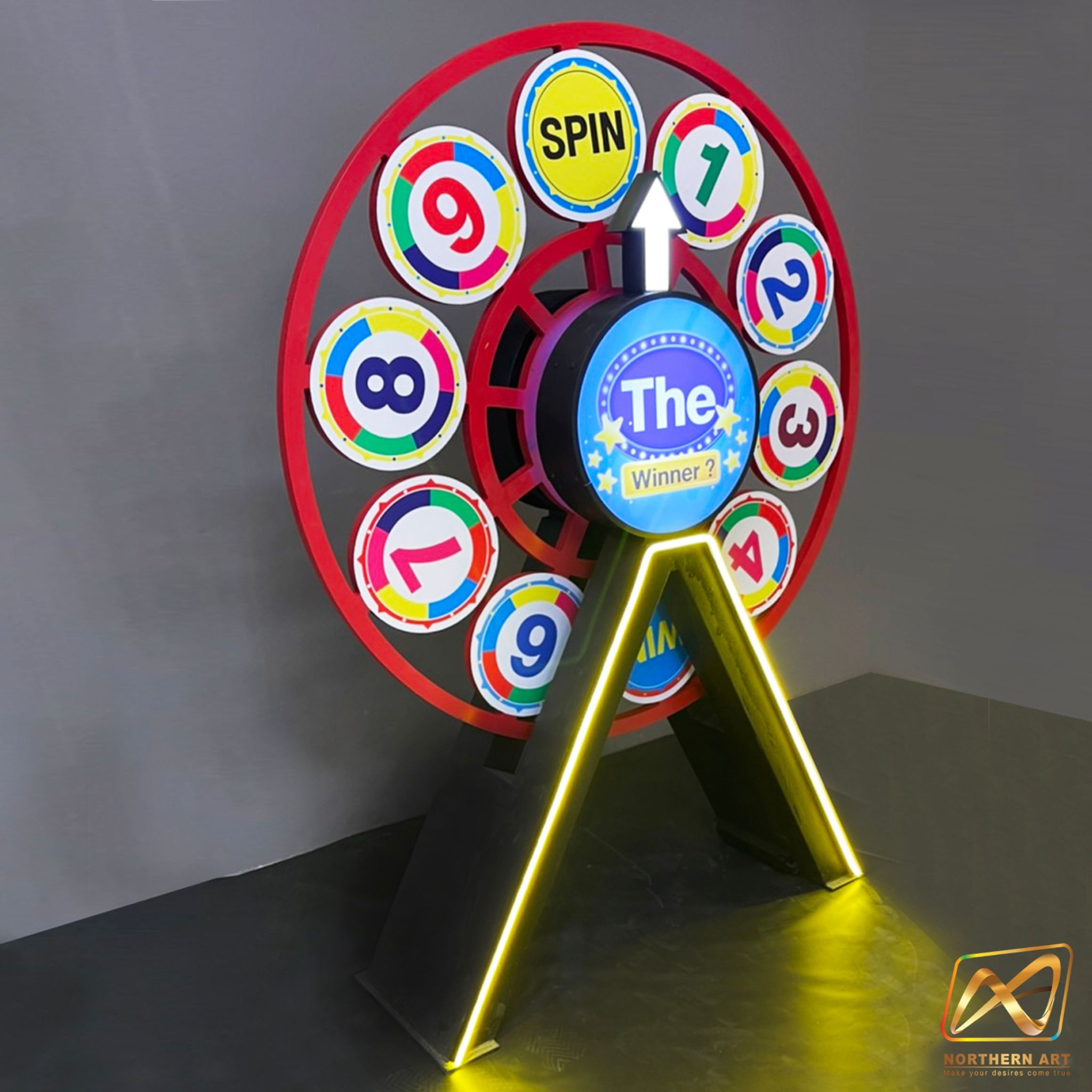 เกมส์วงล้อยักษ์ GIANT WHEEL ขนาดวงล้อ 120 ซม. สูง 160 ซม. พร้อมตู้ไฟกลมLED 40 ซม.
