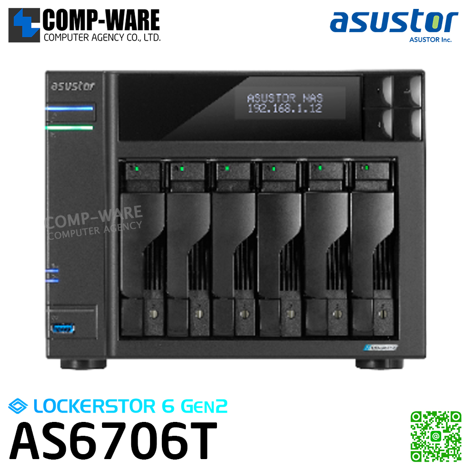 Asustor (6-Bay) AS6706T Intel Celeron N5105 Quad-Core 2.0GHz (8GB DDR4 RAM) 3Years Warranty , No HDD