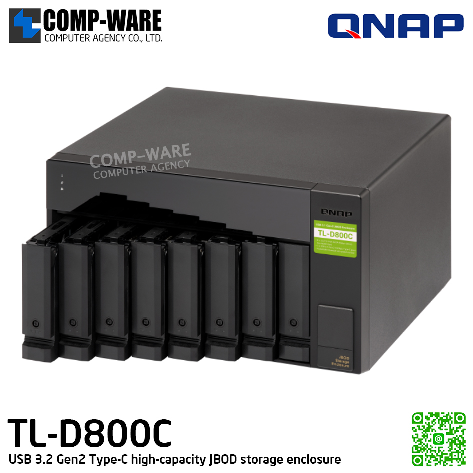 QNAP (Tower 8-Bay) TL-D800C / 8 x 2.5"/3.5" SATA 6Gbps / Single PSU / 2Y Warranty / No HDD - Expansion Enclosure