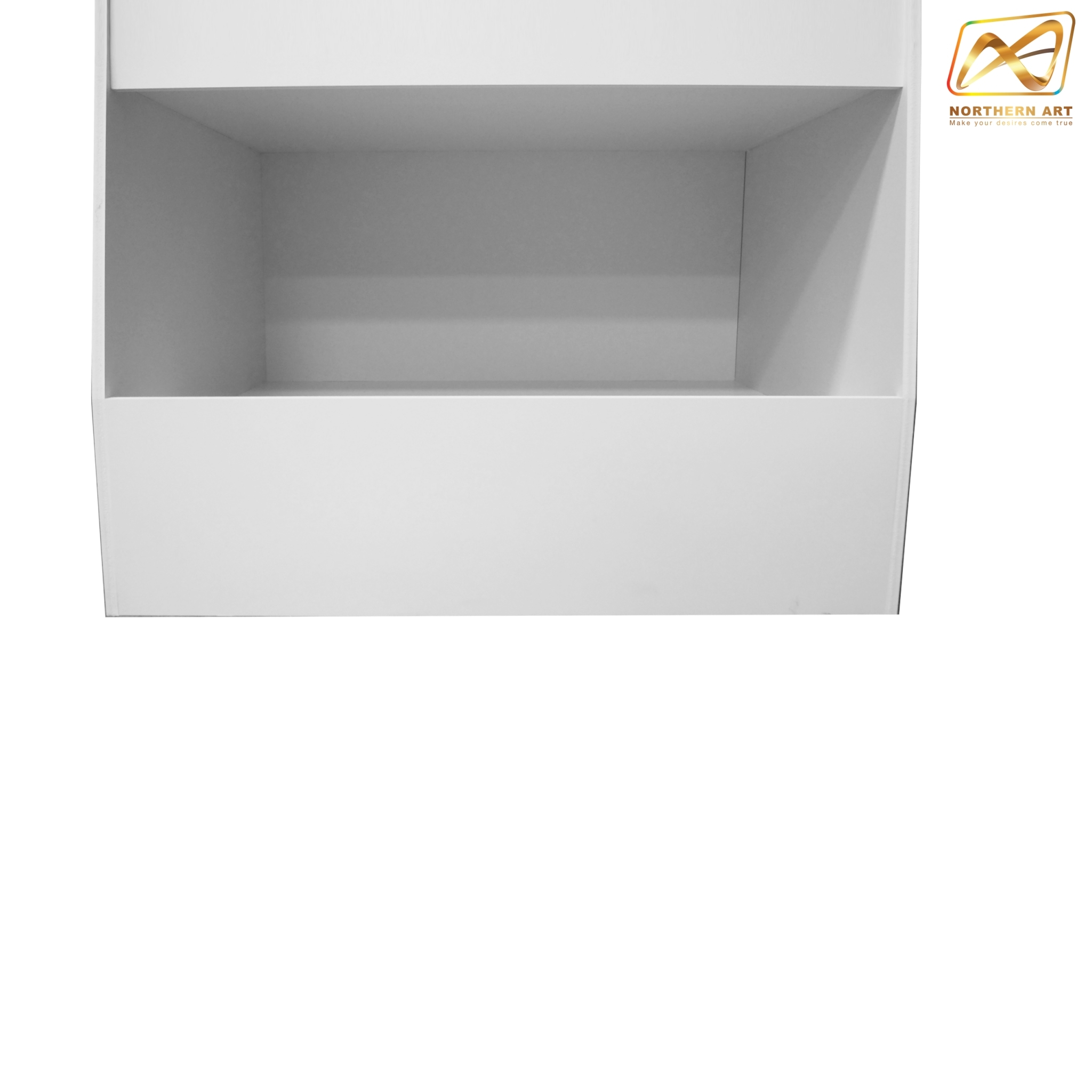 ชั้นวางสินค้าพลาสวูด 4 ชั้น ขนาด (W)50 x (D)40 x (H)118 ซม. พลาสวูดสีหนา 8 มม. พร้อมงานพิมพ์