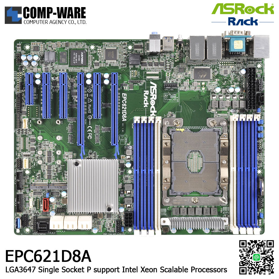 ASRock Rack EPC621D8A Intel C621 Chipset ATX Motherboard Single-CPU Scalable Processors LGA3647