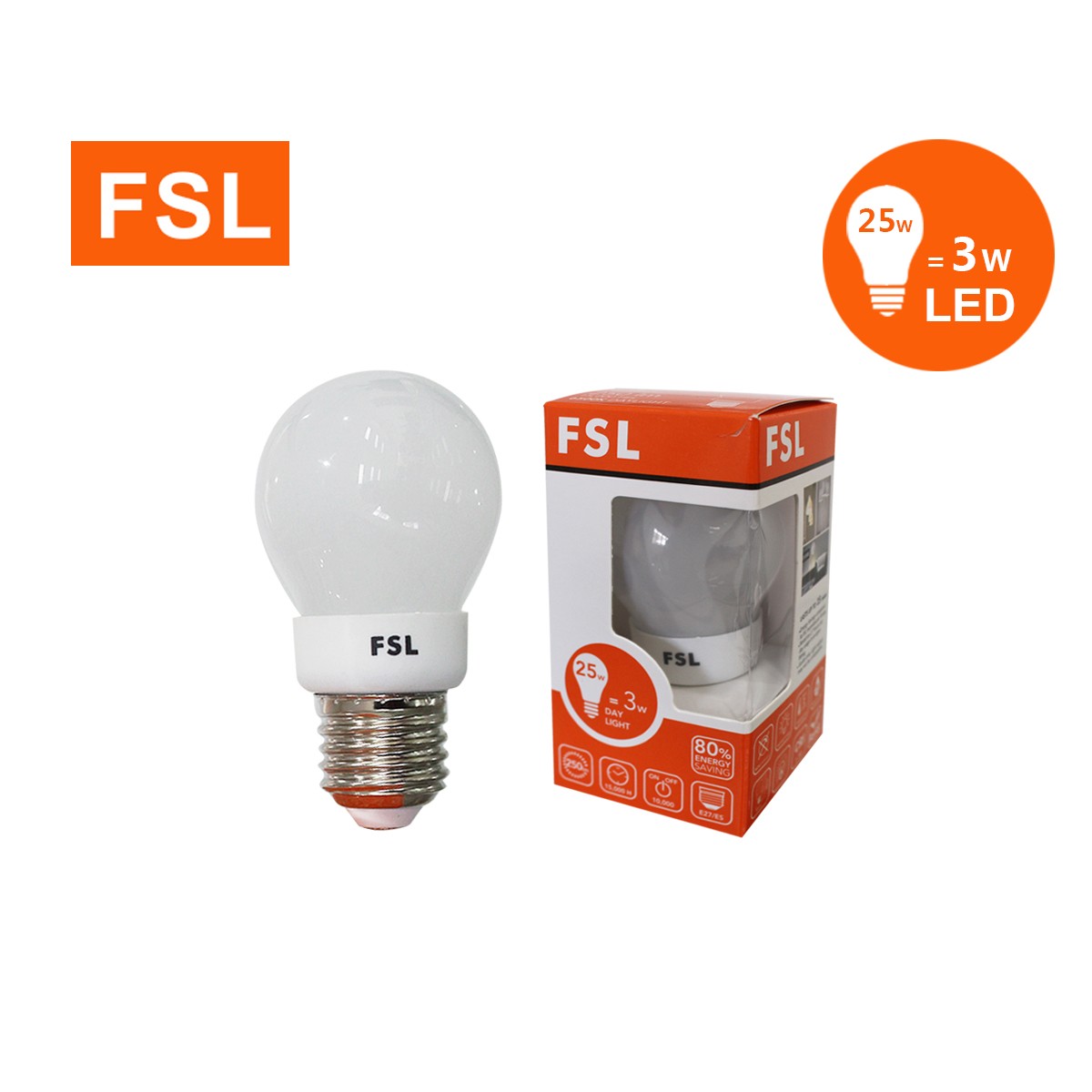 หลอดปิงปอง FSL-BLUB-3W แสงขาวและวอร์มไวท์