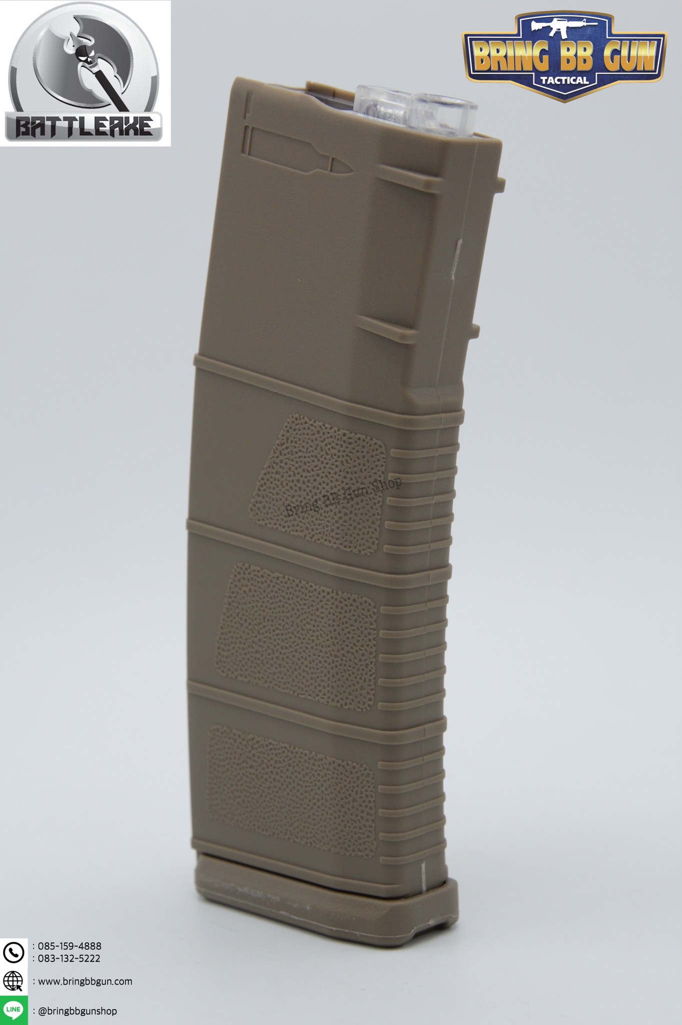 แม็กกาซีน M4 ยี่ห้อ Battle Axe แบบปั่น มี4ทรงให้เลือก ทรง P-mag(P-mag Hi-cap magazine) ทรง EPM(EPM Hi-cap magazine) ทรง 002(002 Hi-cap magazine) ทรง IMI Lancer(IMI Lancer Hi-cap magazine)