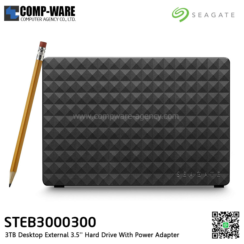 Seagate Expansion Desktop 3TB 3.5" USB 3.0 External Harddisk with Power Adapter - STEB3000300
