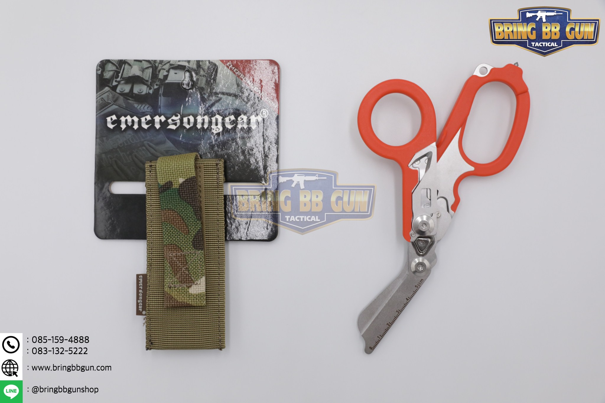 ซองใส่กรรไกรแพทย์สนาม ยี่ห้อ Emerson + กรรไกรแพทย์สนาม ทรง LM Raptor (Tactical EDC Scissor Pouch + Paramedic Scissors)