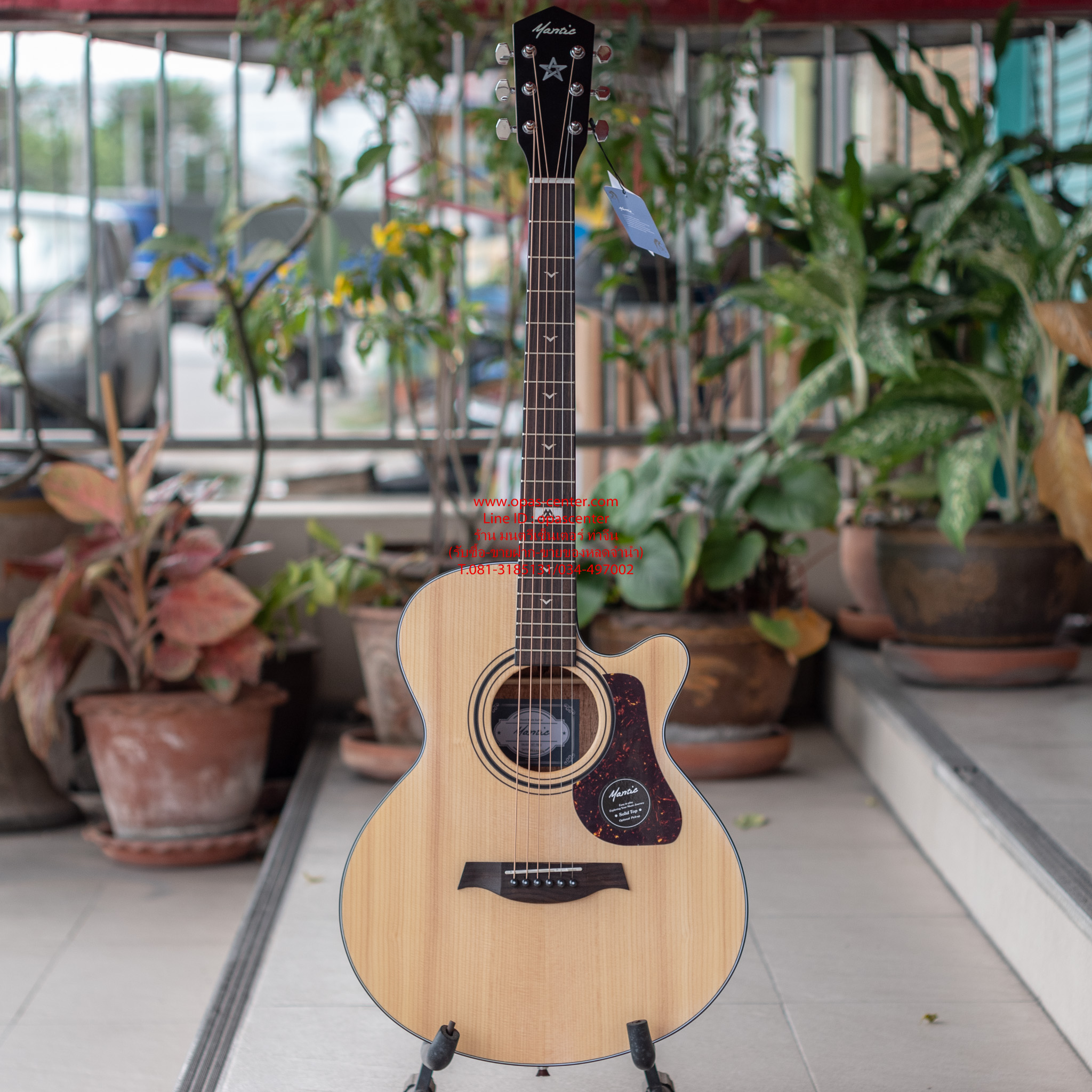 กีต้าร์โปร่งเว้า Mantic GT-10AC 40 นิ้ว ทรง OM Cutaway ไม้ท็อปโซลิดแองเกิลแมนสปรูซ/เชอร์รี่วู้ด ของใหม่