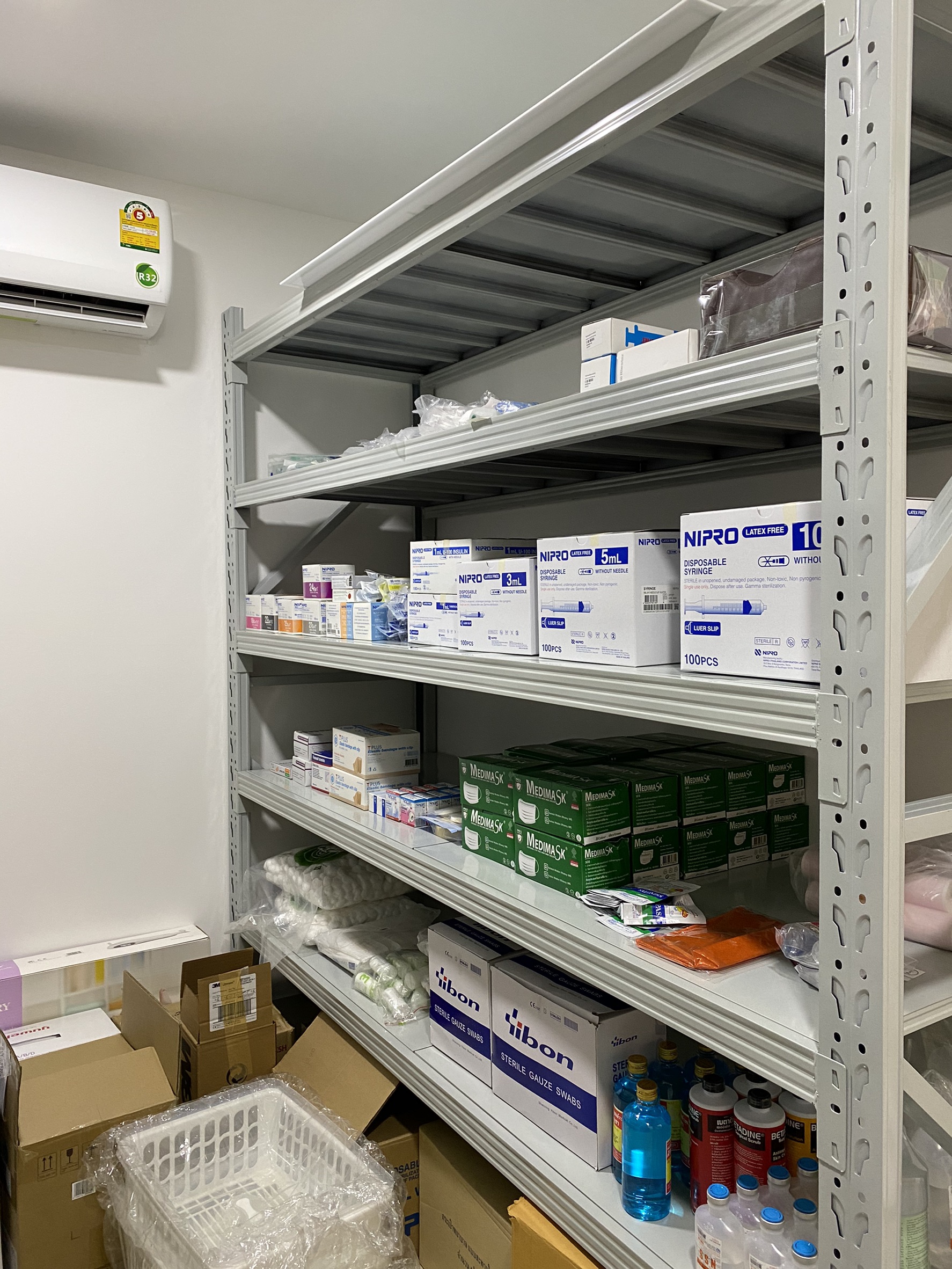 ชั้นเหล็กวางสินค้า Micro Rack 200x200x60cm. สีขาว(อมเทา)