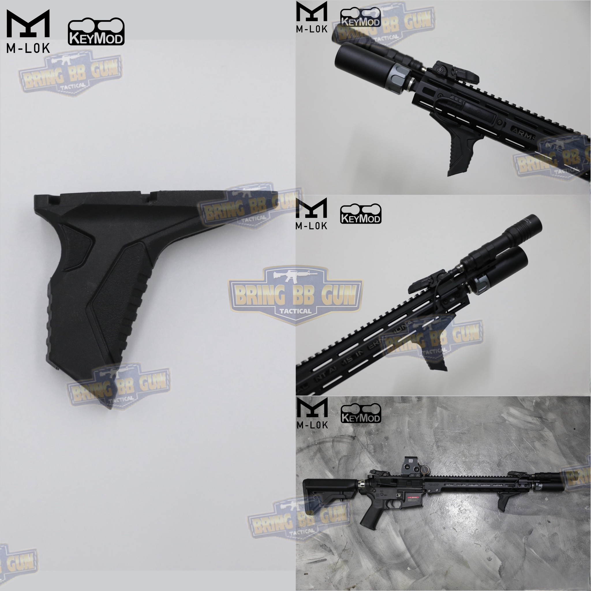 กริ๊ปมือหน้า Strike Industries LINK Angled HandStop (Angled HandStop With Cable Management HandGrip) (กริ๊ป Strike Industries LINK Angled Hand Stop with Cable Management System (จัดสายไฟในตัว)) (STRIKE LINK) (ใช้ได้กับชุดหน้าระบบราง M-Lok และ ระบบราง Keym