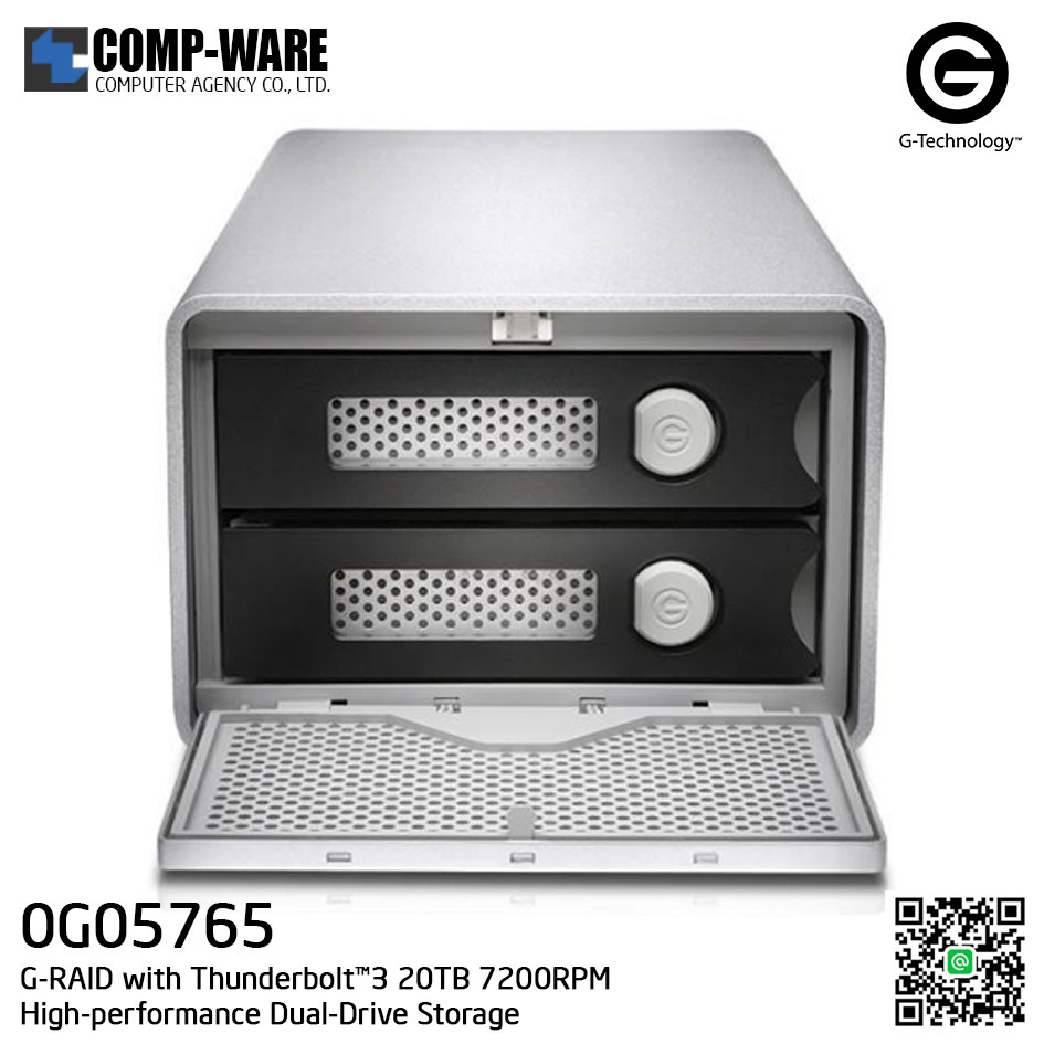 G-Technology G-RAID with Thunderbolt™3 20TB 7200RPM High-performance Dual-Drive Storage - 0G05765