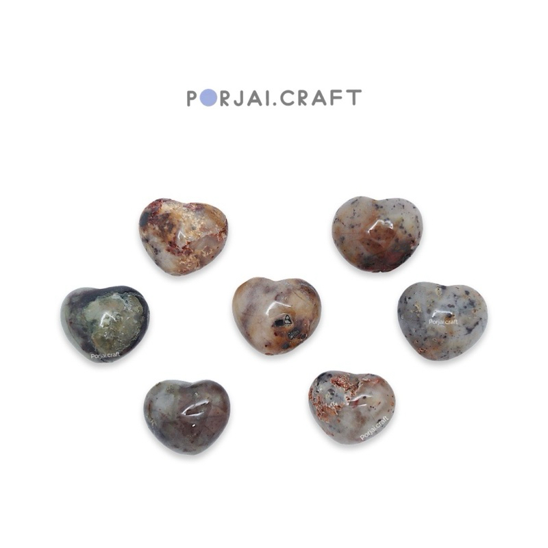 Crazy Lace Agate Heart Bead ลูกปัดหัวใจอาเกต