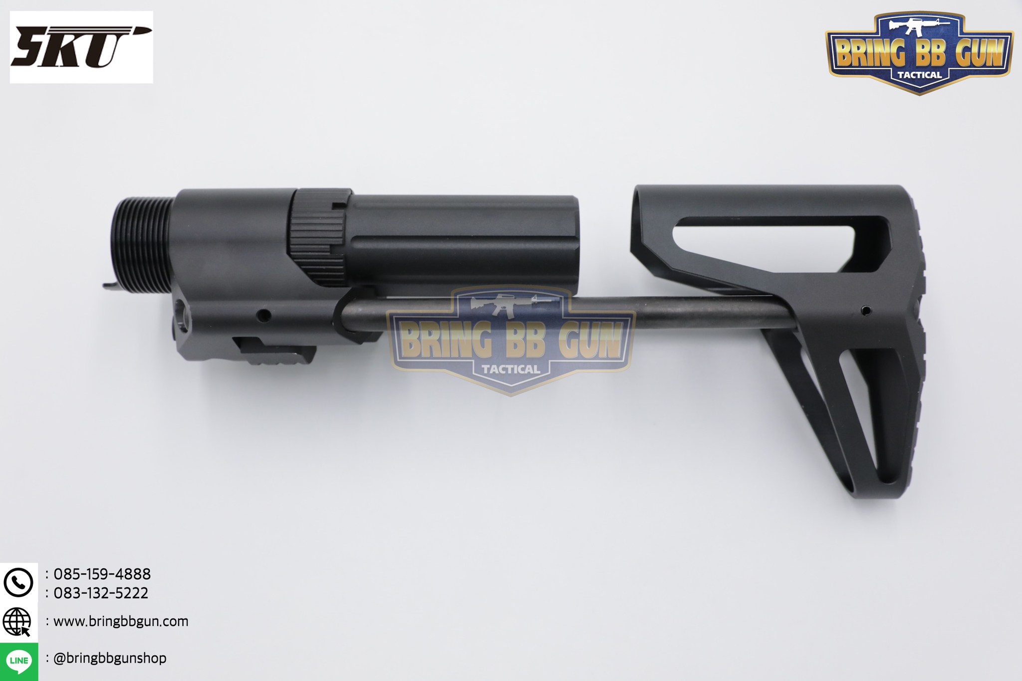 พานท้าย PDW RETRACTABLE ยี่ห้อ 5KU (พานท้าย PDW สำหรับปืนระบบแก็สที่มีลุกบัฟเฟอร์-สปริงบัฟเฟอร์)