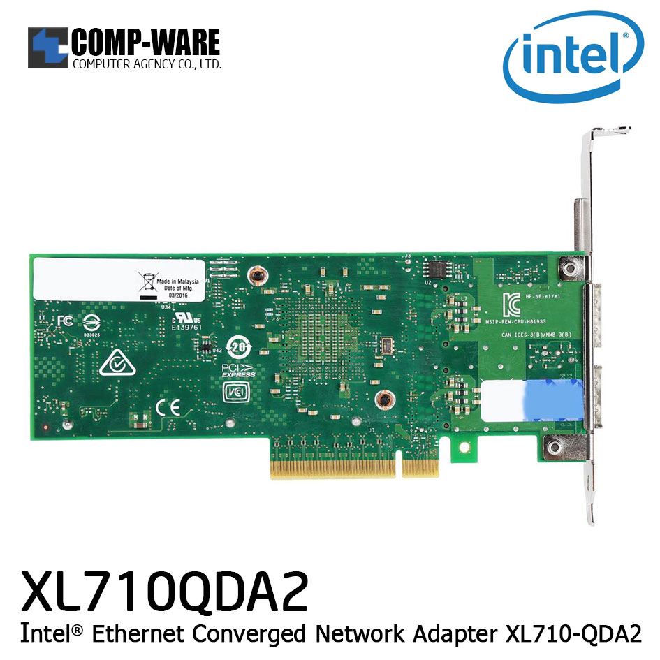 5 x Intel Ethernet Converged Network Adapter XL710-QDA2 (2-Port) QSFP+DAC Connector XL710QDA2BLK รับประกัน 3ปี แบบBLK // สั่งซื้อขั้นต่ำ 5 unit
