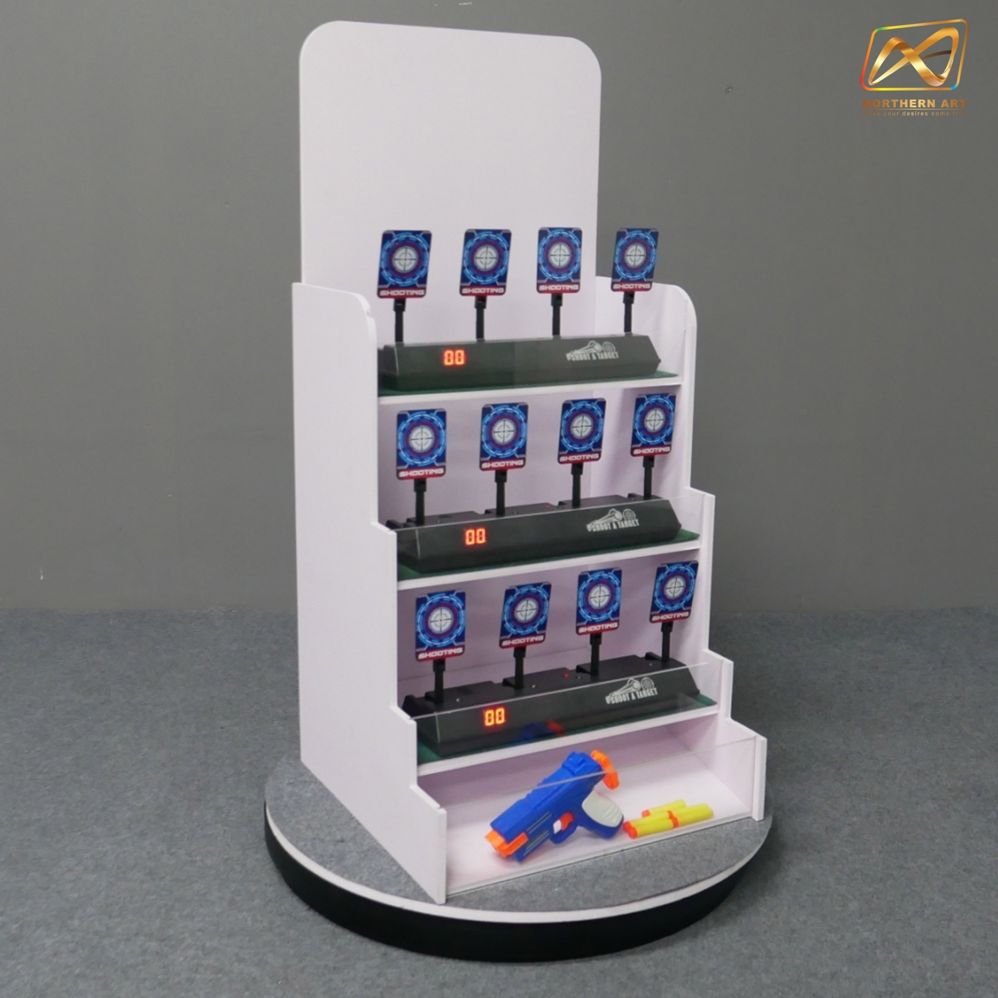 เกมส์ยิงเป้าตั้งโต๊ะ ขนาด (W)40 x (D)40 x (H)90 cm. พร้อมเป้านิ่ง 4 แผ่น 3 ชุด และปืนกระสุนโฟม 1 กระบอก