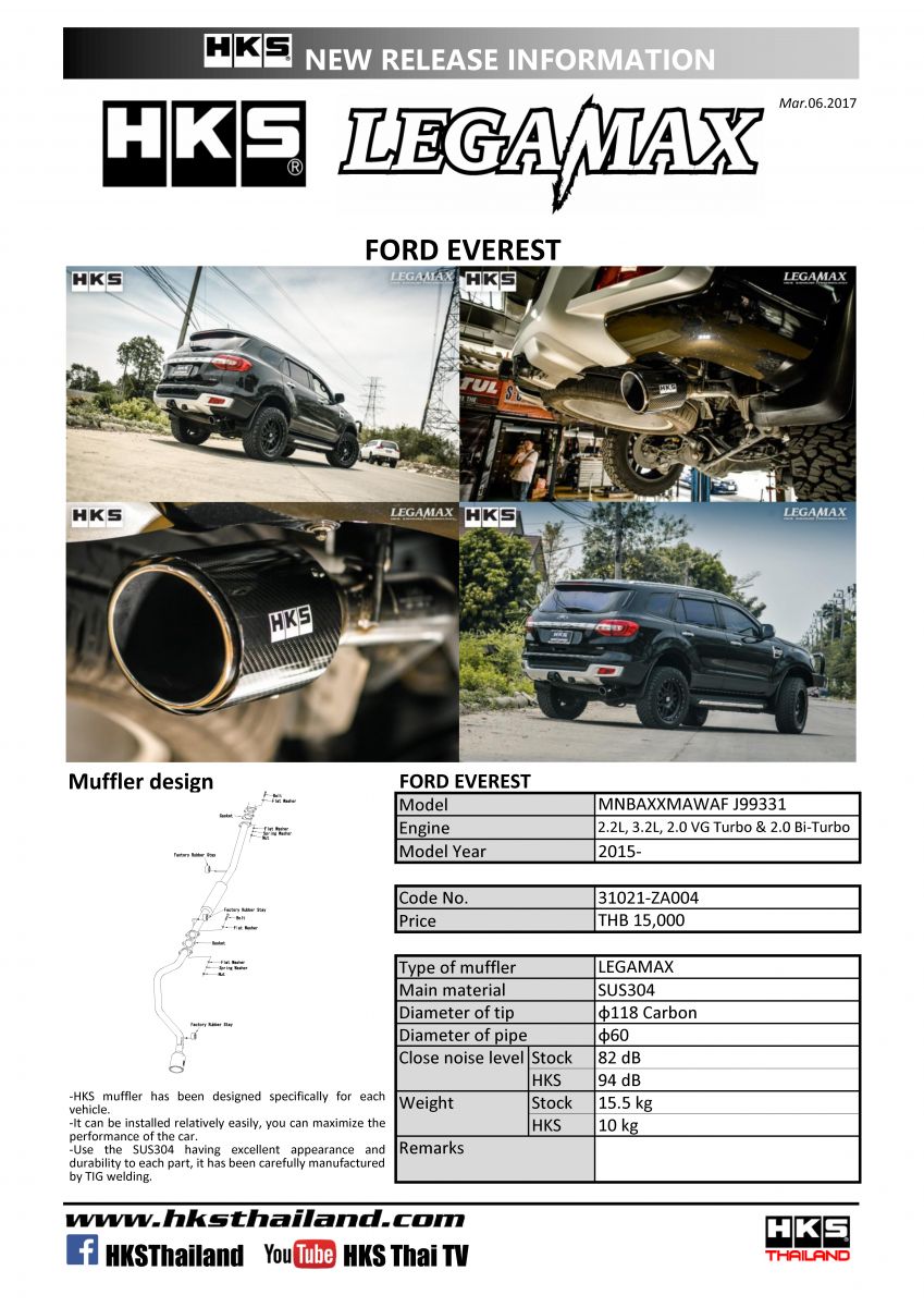 ท่อ HKS สำหรับ FORD EVEREST CARBON