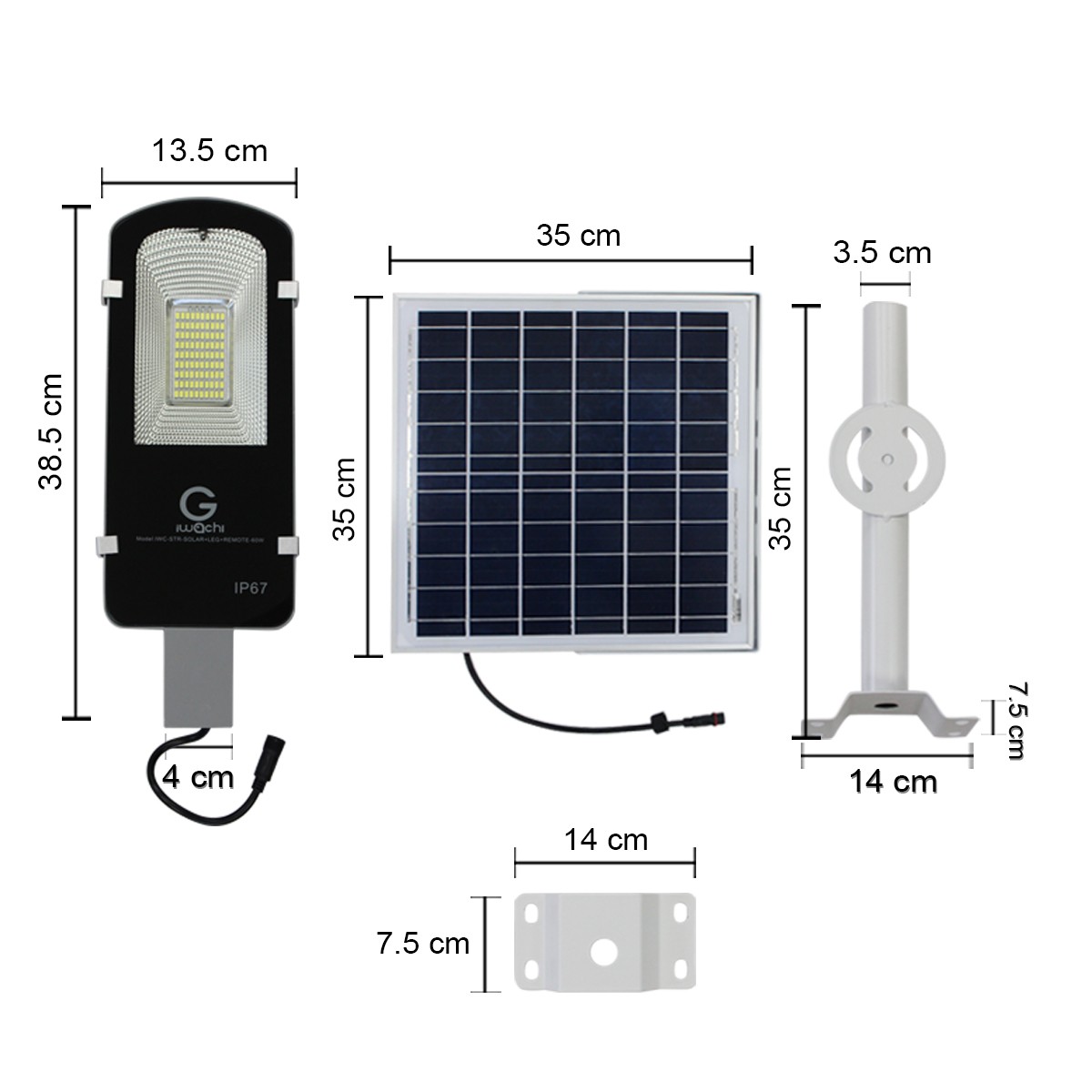 IWC-STR-SOLAR+LEG+REMOTE-60W-WH โคมไฟถนน โซล่าเซลล์ พร้อมรีโมท