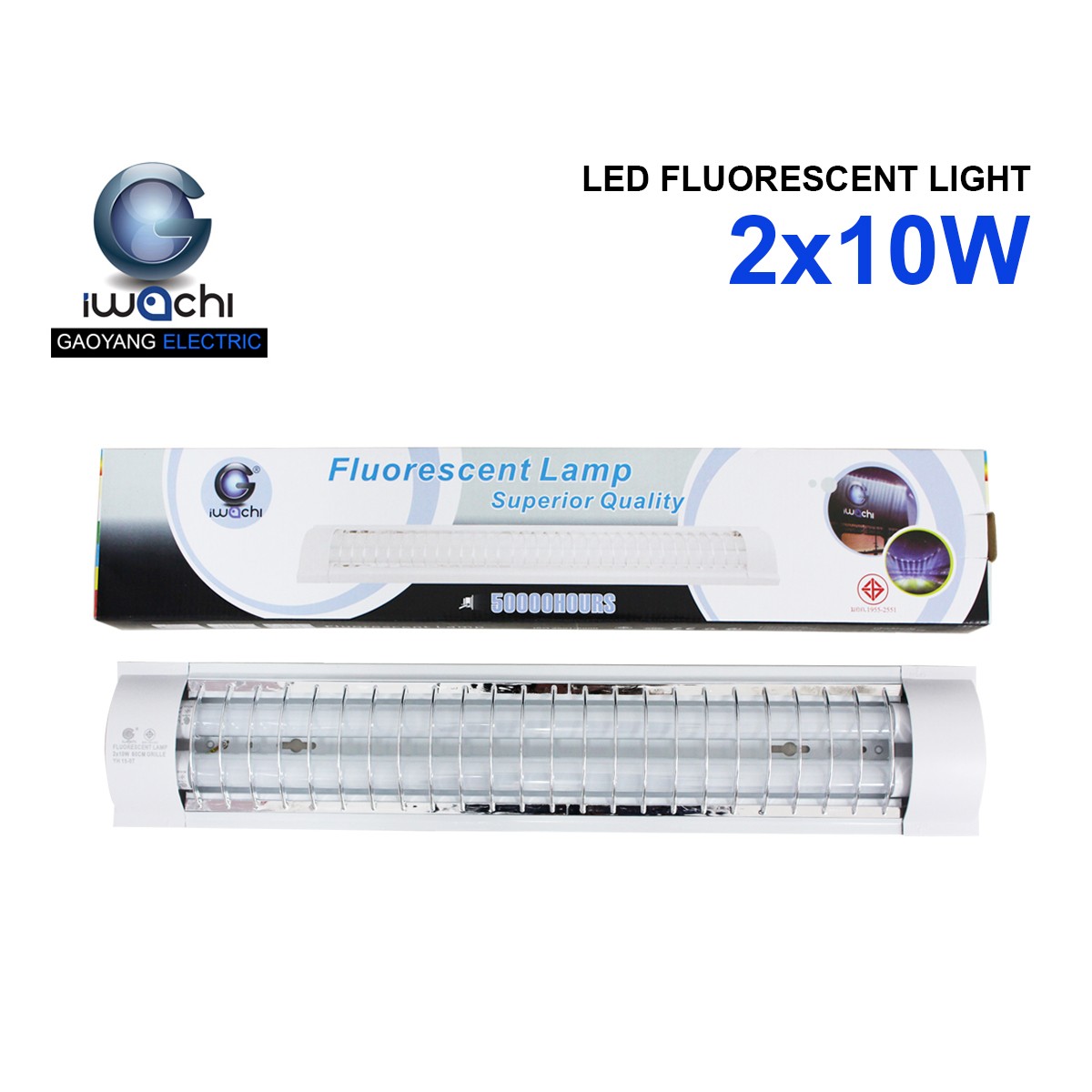 ชุดรางคู่เปลี่ยนหลอดได้ หน้าตะแกรงIWC-FRC-2x10W-TA