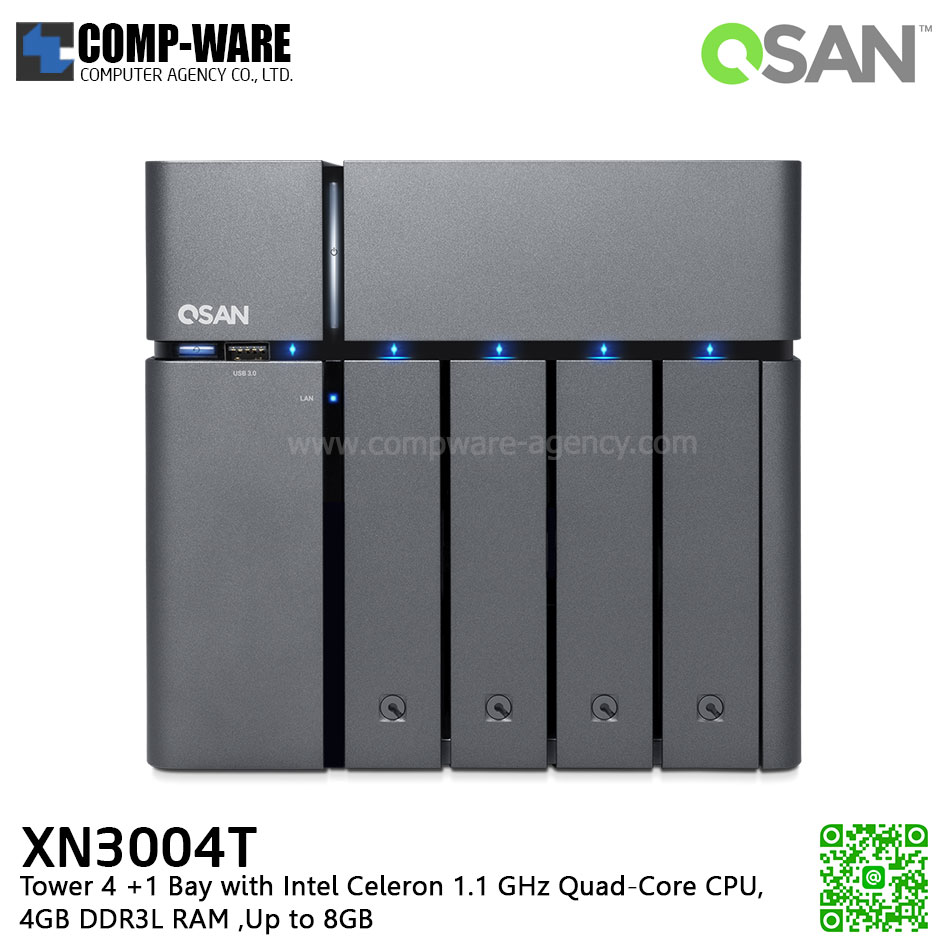 QSAN (4+1 Bays) XCubeNAS XN3004T (4GB RAM) Tower NAS Storage , No HDD