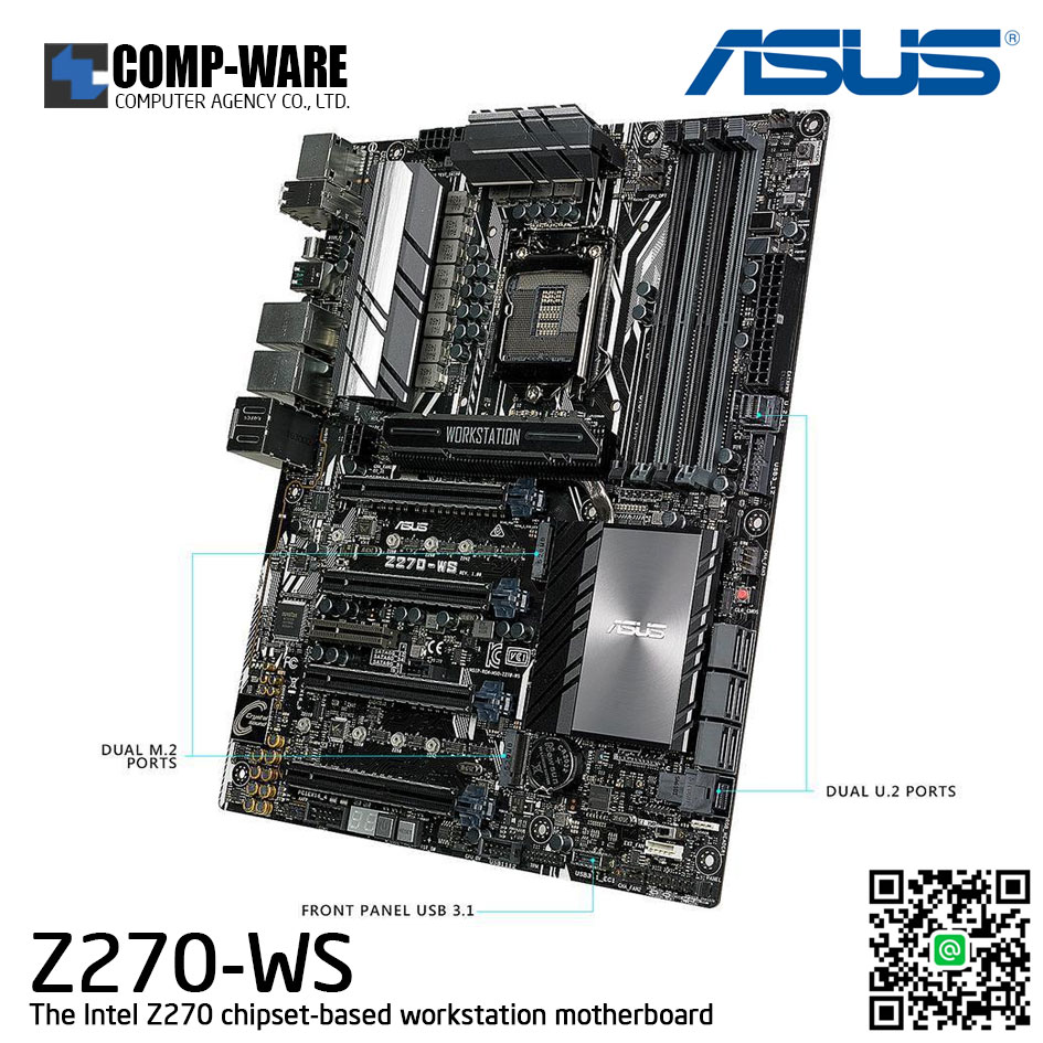 ASUS Z270-WS LGA1151 DDR4 Display Port HDMI 4-Way SLI CrossfireX M.2 U.2 ATX Motherboard with Dual Gigabit LAN and USB 3.1 Z270-WS