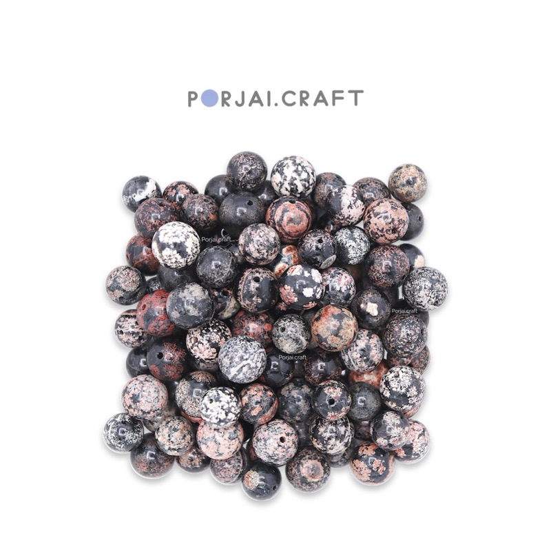 Red Snowflake Obsidian Beads ลูกปัดหินสโนว์เฟล็ก ออบซิเดียนสีแดง