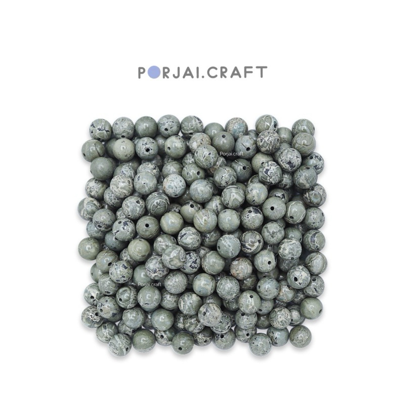 Green Brecciated Jasper bead ลูกปัดแจสเปอร์ 8mm