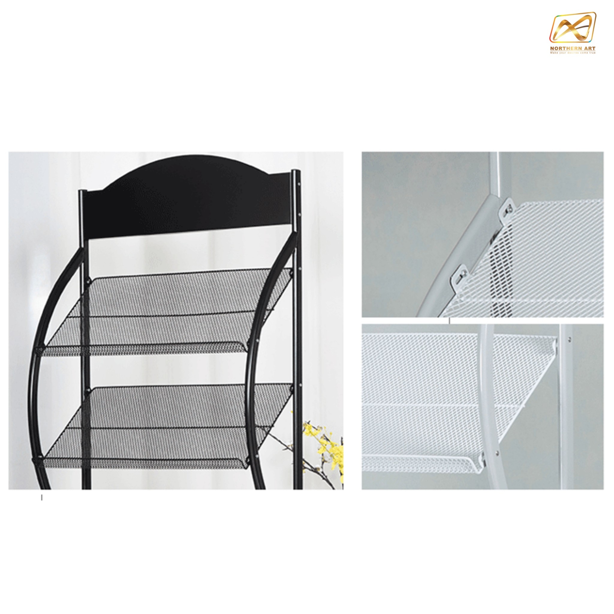 ชั้นวางโบรชัวร์เหล็ก 3 ชั้น สีดำ ขนาด (W)50 X (D)31 X (H)135 cm. ถอดประกอบได้