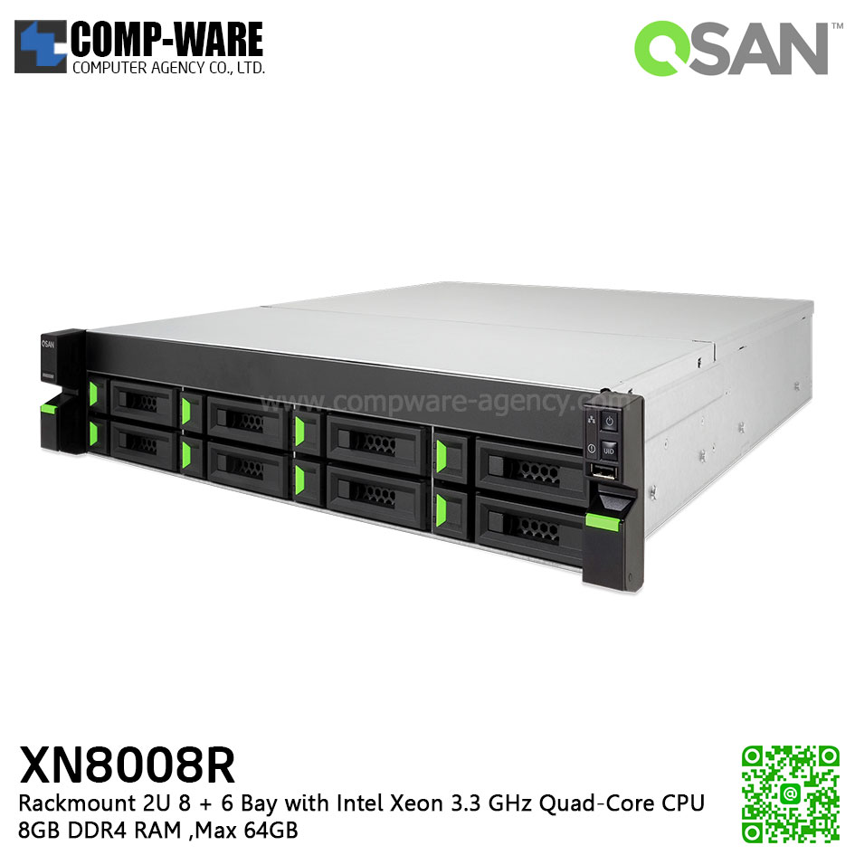 QSAN (8+6 Bays) XCubeNAS XN8008R (8GB RAM) Rackmount 2U NAS Storage , No HDD