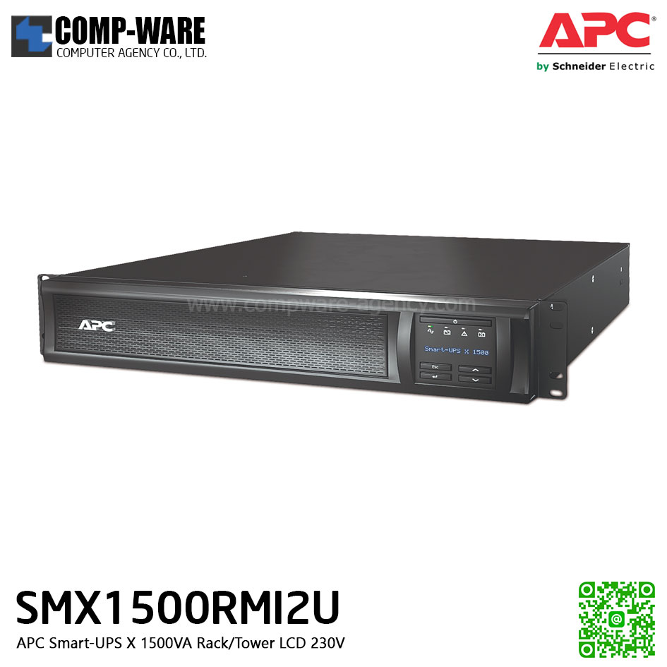 APC SMX Series Smart-UPS X 1500VA Rack/Tower convertible,LCD ,230V , SmartSlot สำหรับใส่ network card (Option) รองรับbattery pack สูงสุด 10 pack APC-SMX1500RMI2U