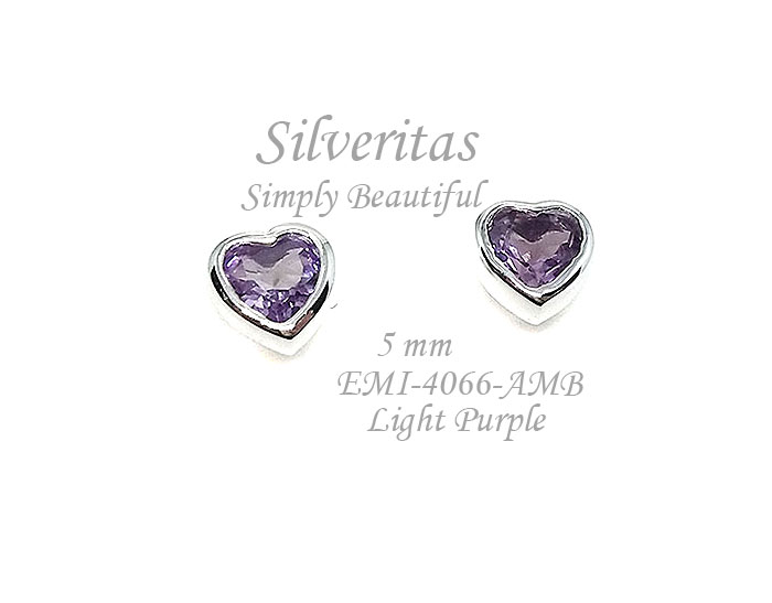 ต่างหูปักก้านเงินแท้รูปหัวใจประดับด้วยพลอยแท้ รหัส-EMI-4066-GEMS