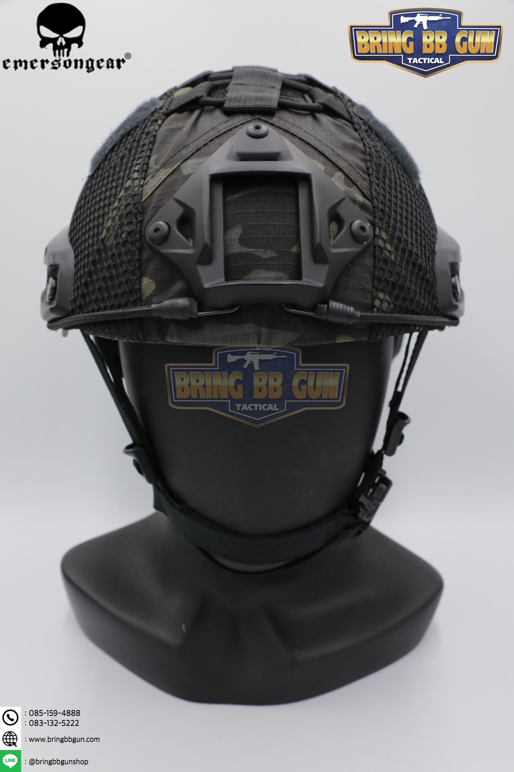 หมวก Fast ยี่ห้อ Emerson + ผ้าคลุมหมวก รุ่น ปรับท้ายทอยได้ (Fast Helmet MH type)