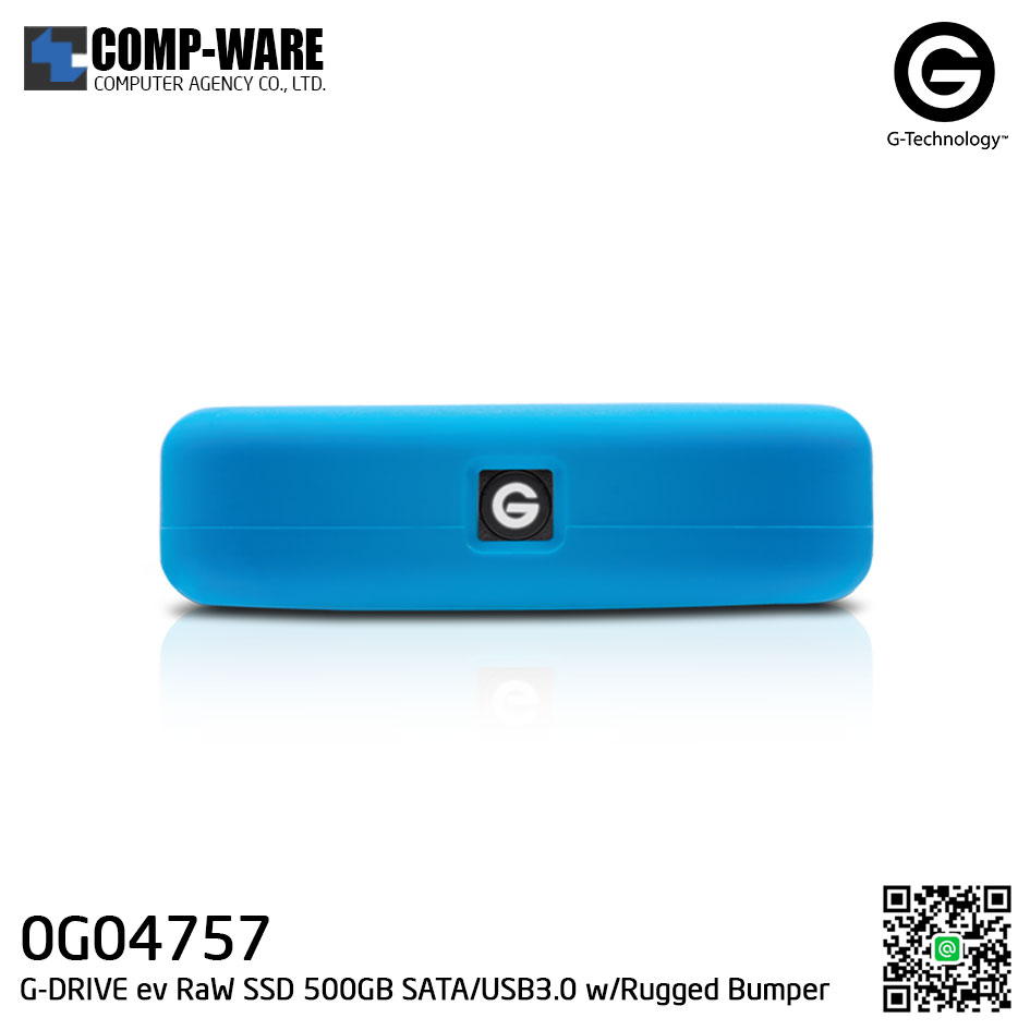 G-Technology G-DRIVE ev RaW SSD 500GB SATA / USB3.0 Portable Hard Drive with Rugged Bumper - 0G04757