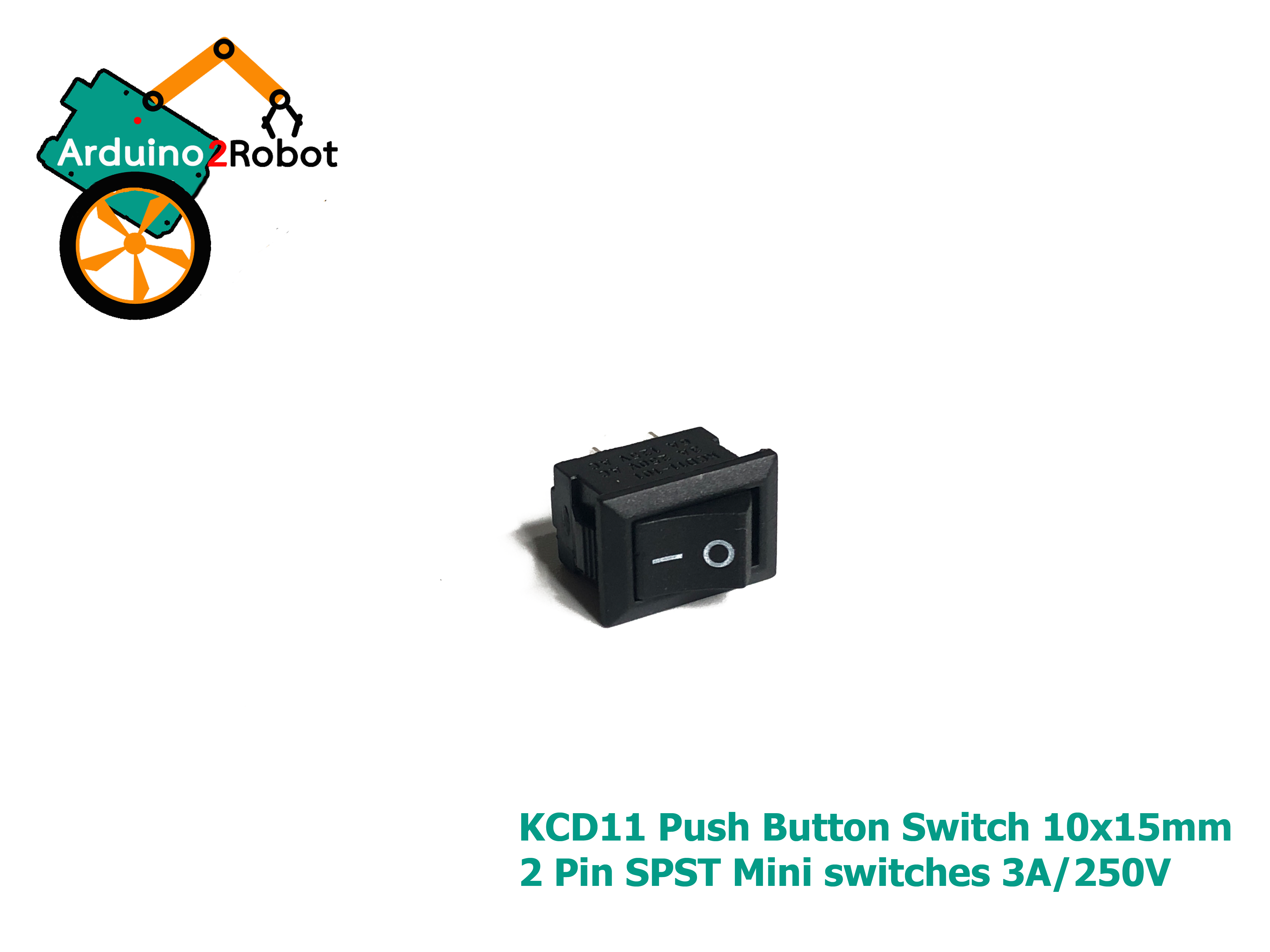 KCD11 Push Button Switch สีดำ 10x15mm 2 Pin SPST Mini switches 6A/125V 3A/250V Snap-in ON-OFF