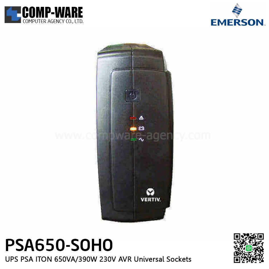Vertiv (EMERSON) Liebert UPS PSA ITON 650VA/390W 230V AVR Universal Sockets / PSA650-SOHO / 3Yrs On Site