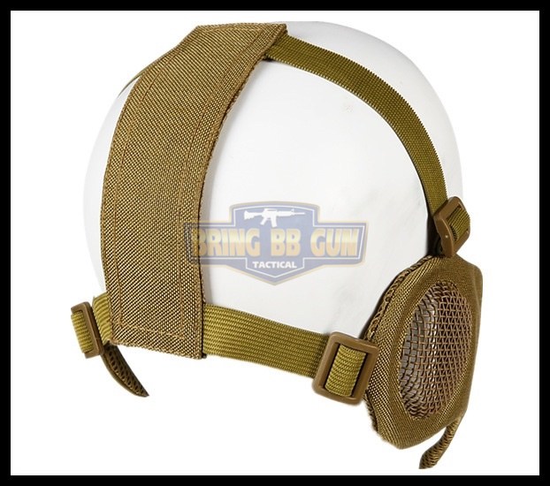 หน้ากากตะแกรงครึ่งหน้า รุ่นแก้มผ้ามีที่ปิดหู