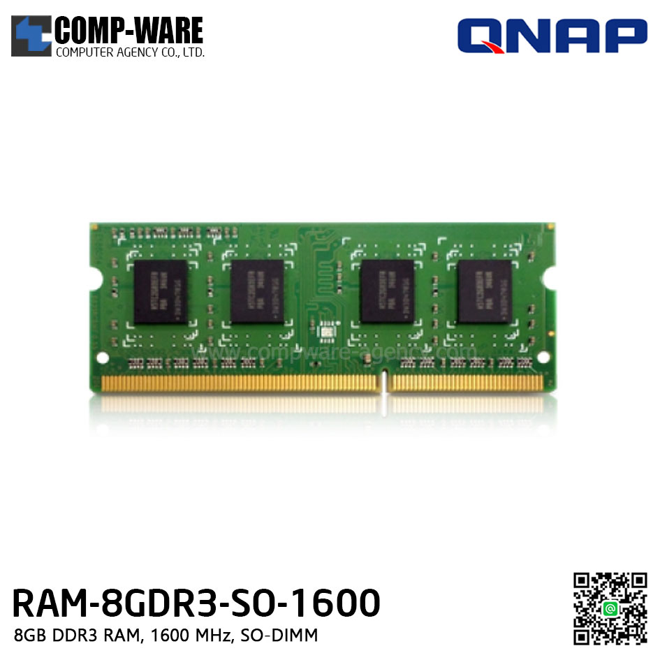 QNAP RAM Module 8GB DDR3 RAM, 1600 MHz, SO-DIMM RAM-8GDR3-SO-1600