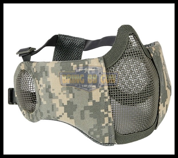 หน้ากากตะแกรงครึ่งหน้า รุ่นแก้มผ้ามีที่ปิดหู