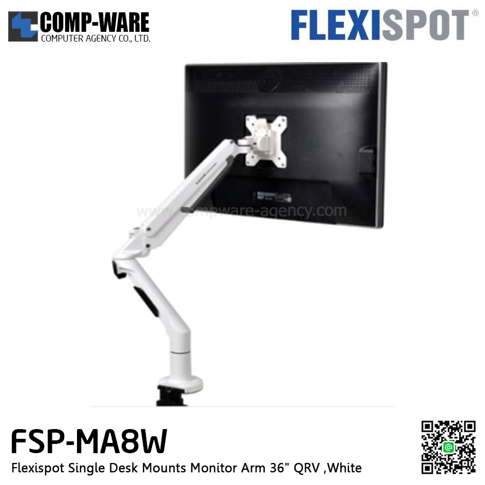 Flexispot FSP-MA8W Single Desk Mounts Monitor Arm 36" QRV ,White