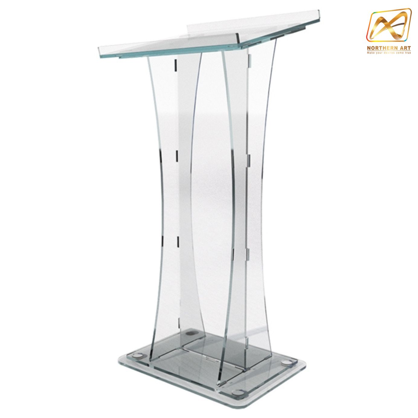 โพเดียม อะคริลิคใส AC-04 ขนาด (W) 55 x (L) 45 x (H)115 ซม.TOP เอียงพร้อมกันตก วัสดุอะคริลิคใส หนา 10-20 มม.