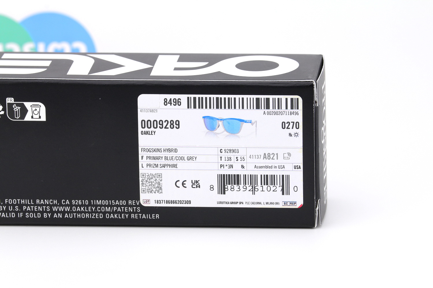 Oakley Frogskins Hybrid Prizm Sapphire/Primary Blue-Cool Grey SKU#OO9289-03
