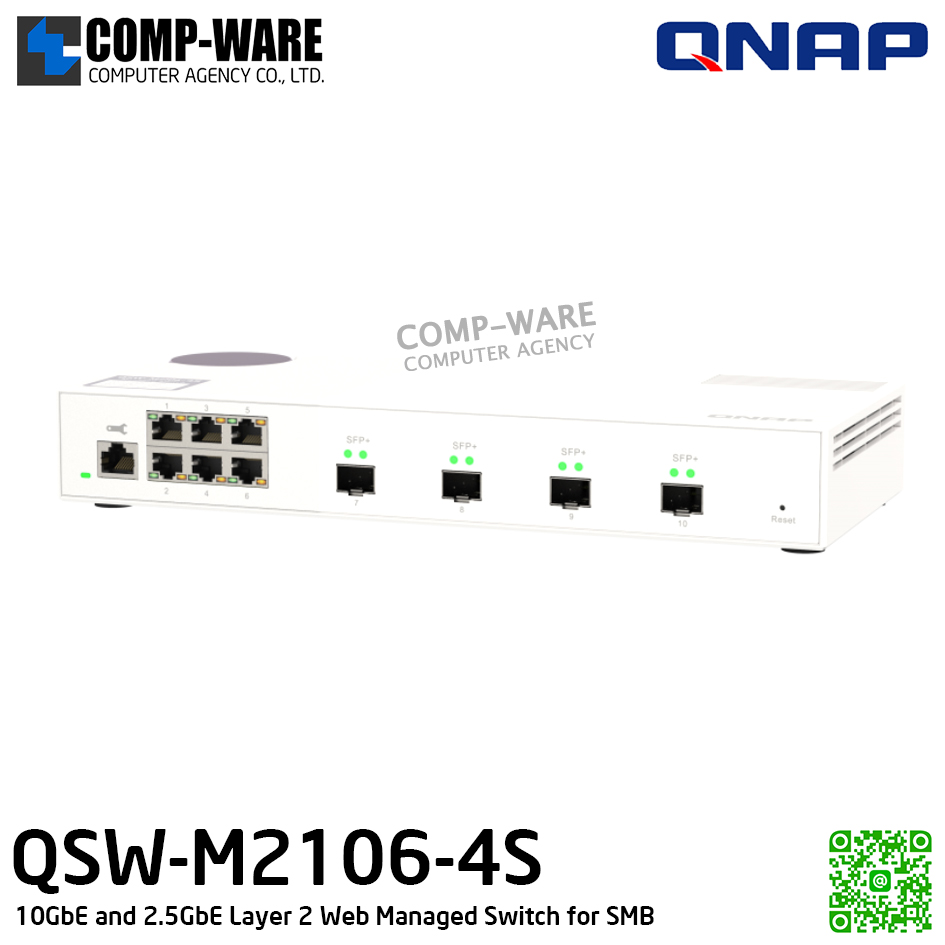 QNAP QSW-M2106-4S 10GbE and 2.5GbE Layer 2 Web Managed Switch for SMB / 2Year Warranty