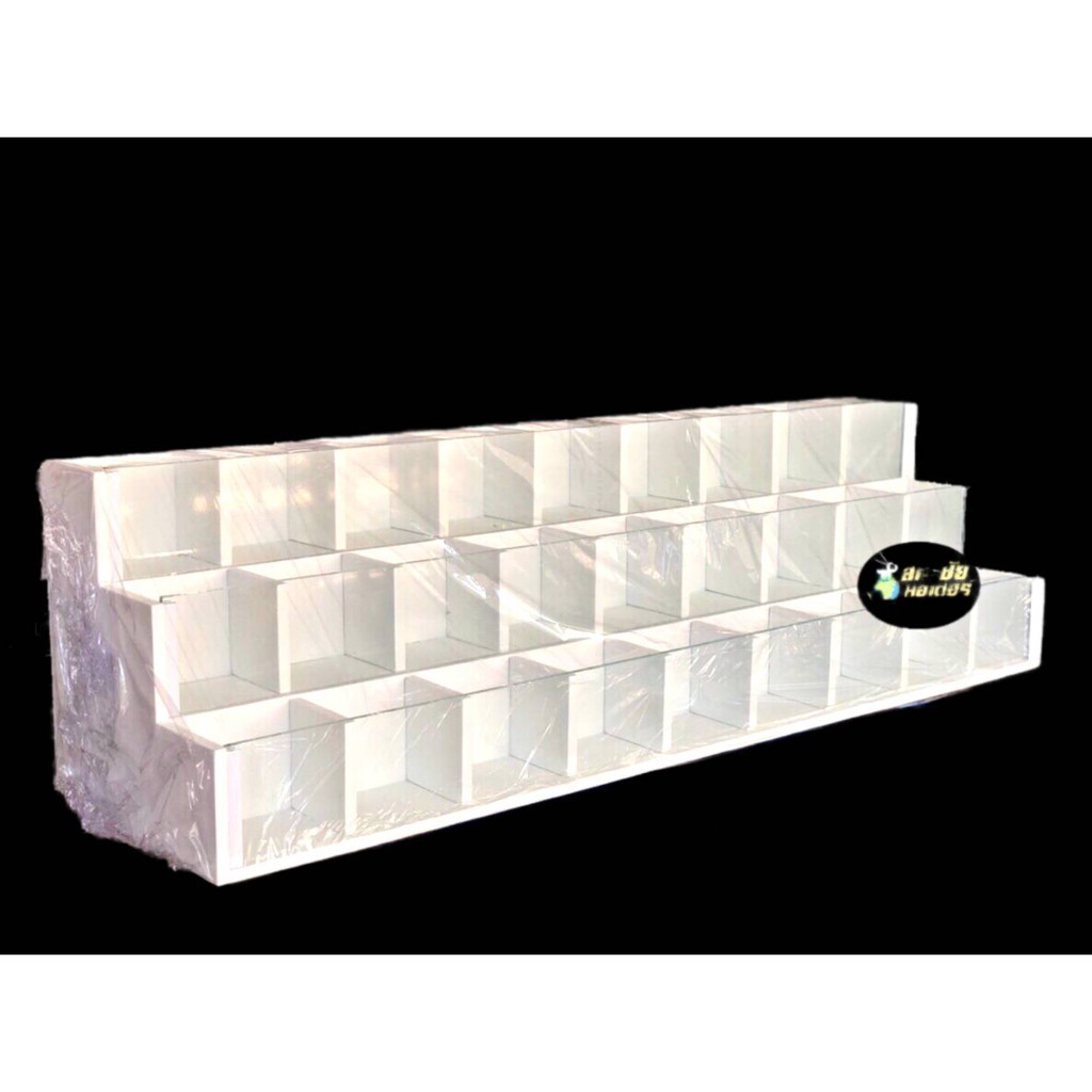 ชั้นวางครีมหรือชั้นวางปากกา ทรงขั้นบันได ทำจากไม้ (ใหญ่)