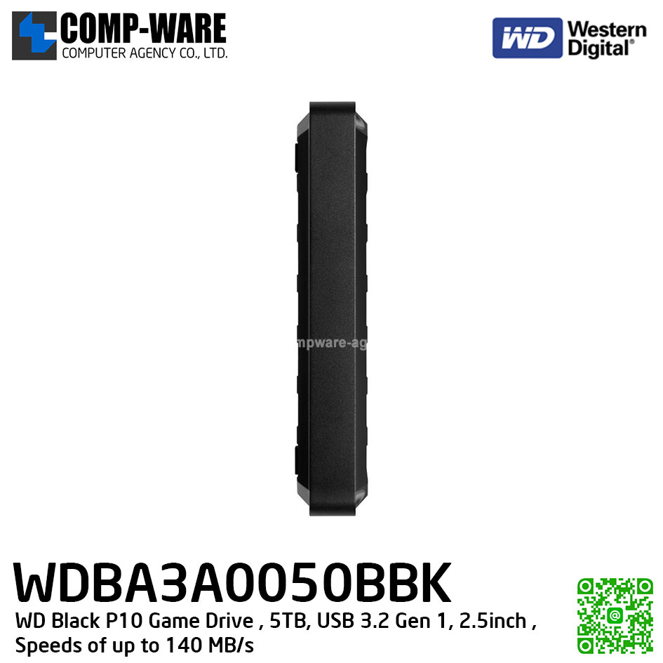 WD Black P10 Game Drive, 5TB, USB 3.2 Gen 1, 2.5inch , Speeds of up to 140 MB/s ( WDBA3A0050BBK-WESN )