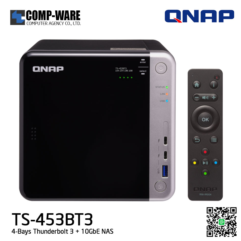 QNAP NAS (4-Bay) TS-453BT3 (8GB RAM) Thunderbolt 3 + 10GbE NAS