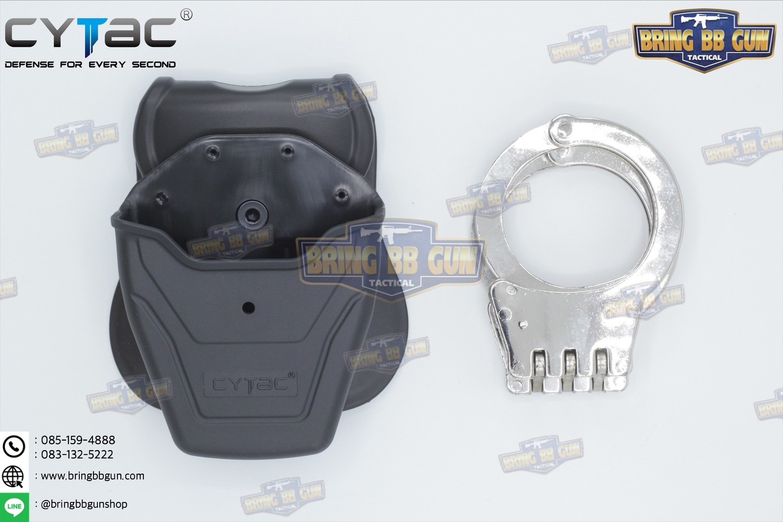 ซองกุญแจมือชนิดบานพับ รุ่น ไม่มีฝาปิด ยี่ห้อ Cytac (Handcuff Pouch) + กุญแจมือบานพับ