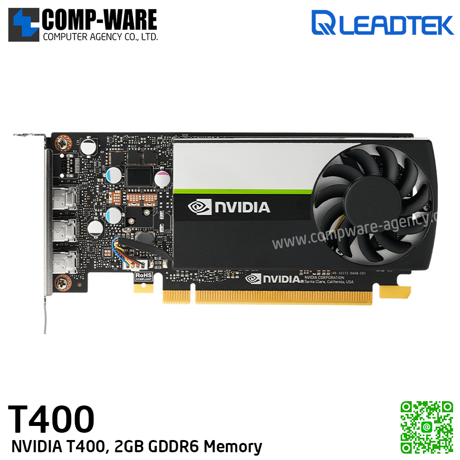 Leadtek NVIDIA T400 (2GB GDDR6) Workstation Graphics Card for creating, editing, and viewing 2D and 3D models and video รับประกัน 3ปี