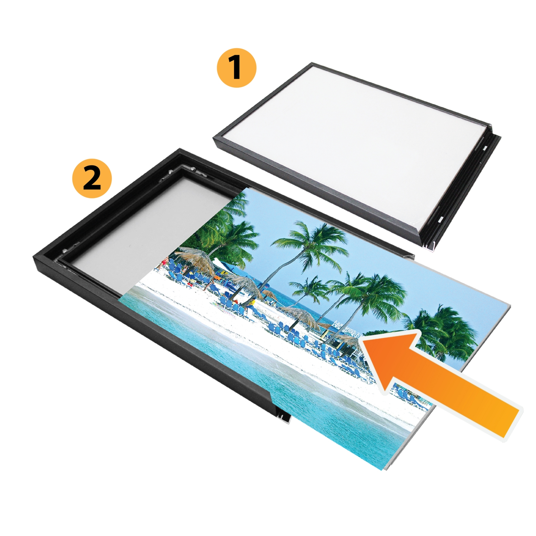 กรอบอะลูมิเนียม กรอบโปสเตอร์ กรอบรูป SNAP FRAME รุ่น B สีเงิน สอดงานพิมพ์ด้านบน น้ำหนักเบา ติดตั้งง่าย ไม่ต้องเจาะผนัง