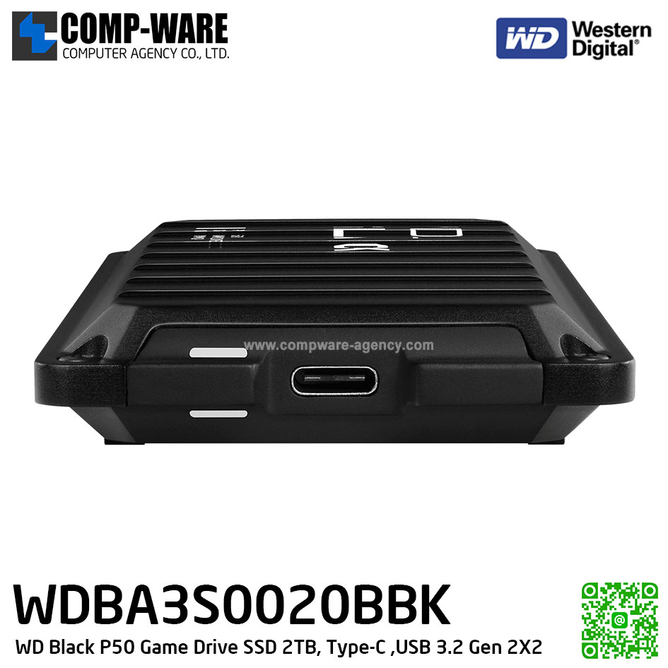 WD Black P50 Game Drive SSD 2TB, Type-C ,USB 3.2 Gen 2X2, Speed up to 2,000 MB/s [ External SSD เอสเอสดีพกพา M.2 ] WDBA3S0020BBK-WESN รับประกัน 5 ปี