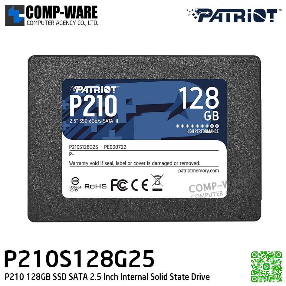 Patriot P210 SSD 128GB SATA 3 Internal Solid State Drive 2.5" / SATA 2.5" / 3Y Warranty - P210S128G25