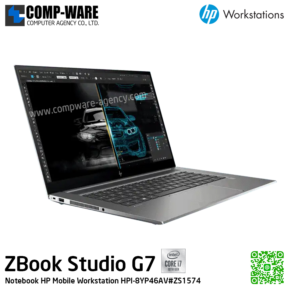 HP Mobile Workstation ZBook Studio G7 - Intel Core i7-10750H / 16GB DDR4 / 512GB PCIe NVMe / NVIDIA Quadro T2000 (4GB) / Intel AX201 + Bluetooth / 15.6inch UHD (3840x2160) / Windows 10 Pro / 3Years On-site